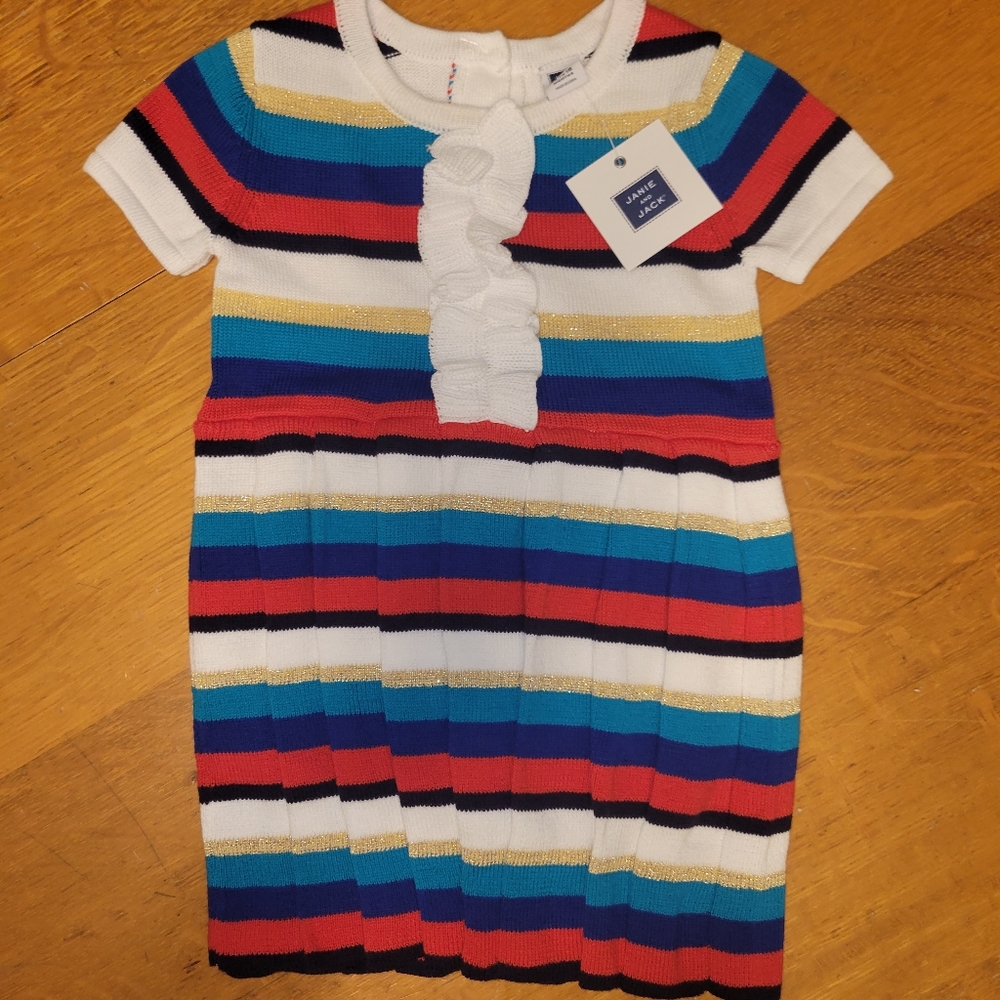 NWT Short Sleeve Pleated Infant Girl's Janie and Jack Sweater Dress 6-12 Months